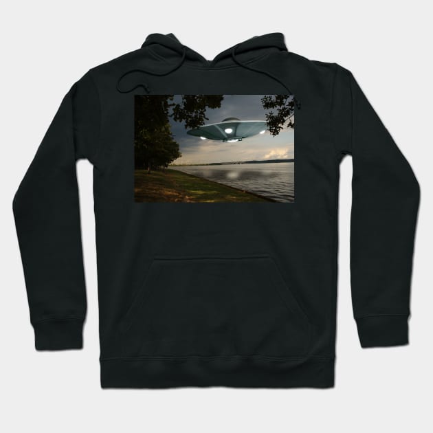 UFO Over Lake Hoodie by Packrat